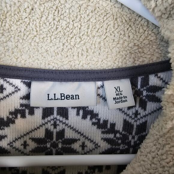 L.L.Bean Full Zip Jacket Women's XL Gray Nordic Snowflake Fair Isle Fleece READ - Picture 5 of 10